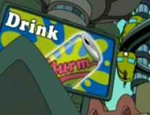 A billboard that says drink Slurm